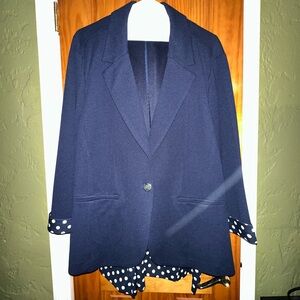 Cato Dark Blue Blazer with Polka Dot Accents